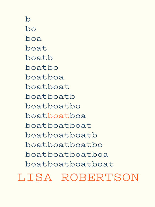 Title details for Boat by Lisa Robertson - Available
